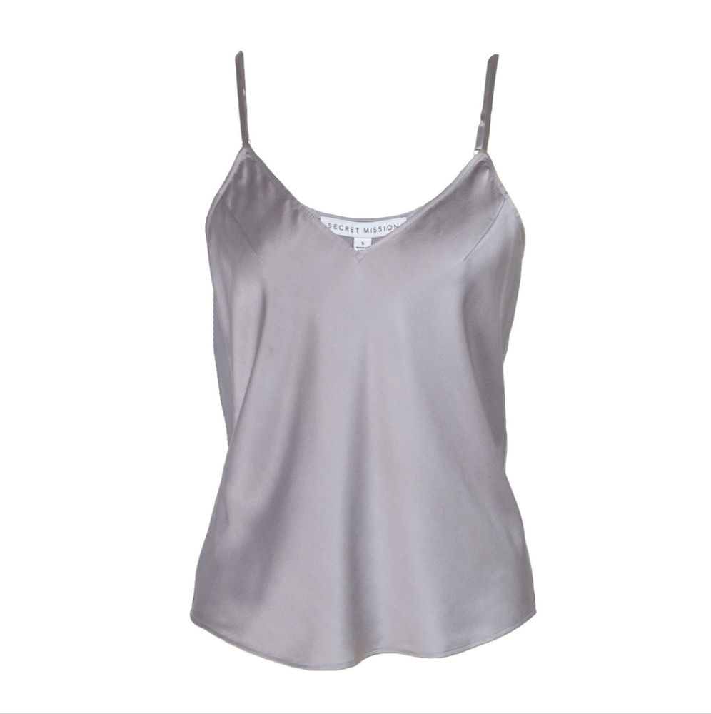 Shiny Silver Gray Camisole Top Camisole Romantic Blouse Small